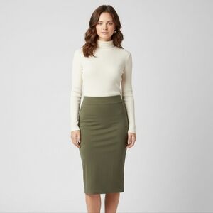 Bar III Medium Olive Green Midi Spandex Skirt, Comfortable elastic band. NWOT